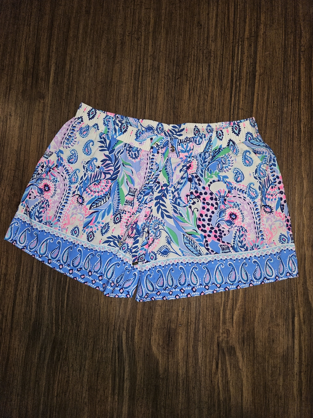 Lilly Pulitzer Blue, Pink & Green Paisley Drawstring Shorts